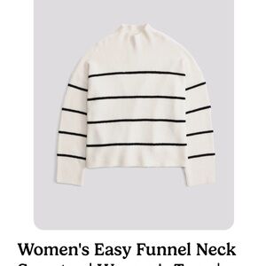 Abercrombie & Fitch Cream and Black Striped Turtleneck Sweater